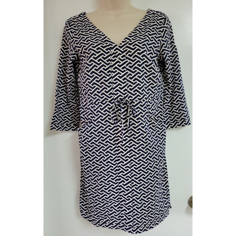 Peter Millar Womens Navy Blue White‎ Chevron Drawstring Waist Dress Cover Up XS